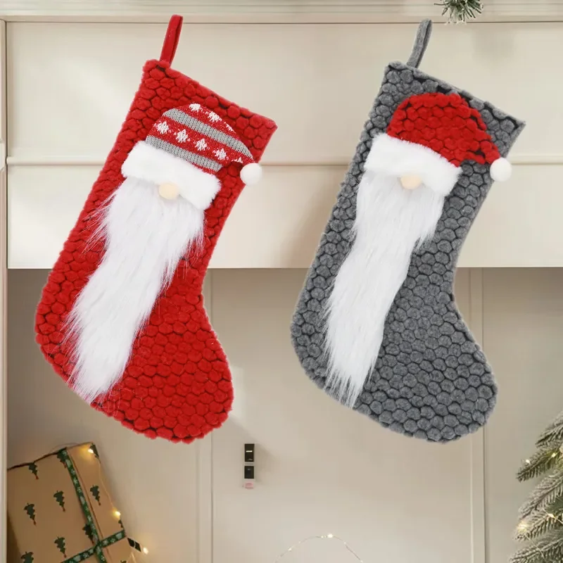 6 Pieces Christmas Stockings Santa Claus Candy Gift Bags Xmas Tree Decoration Pendants Holiday Home Party Decor Ornaments