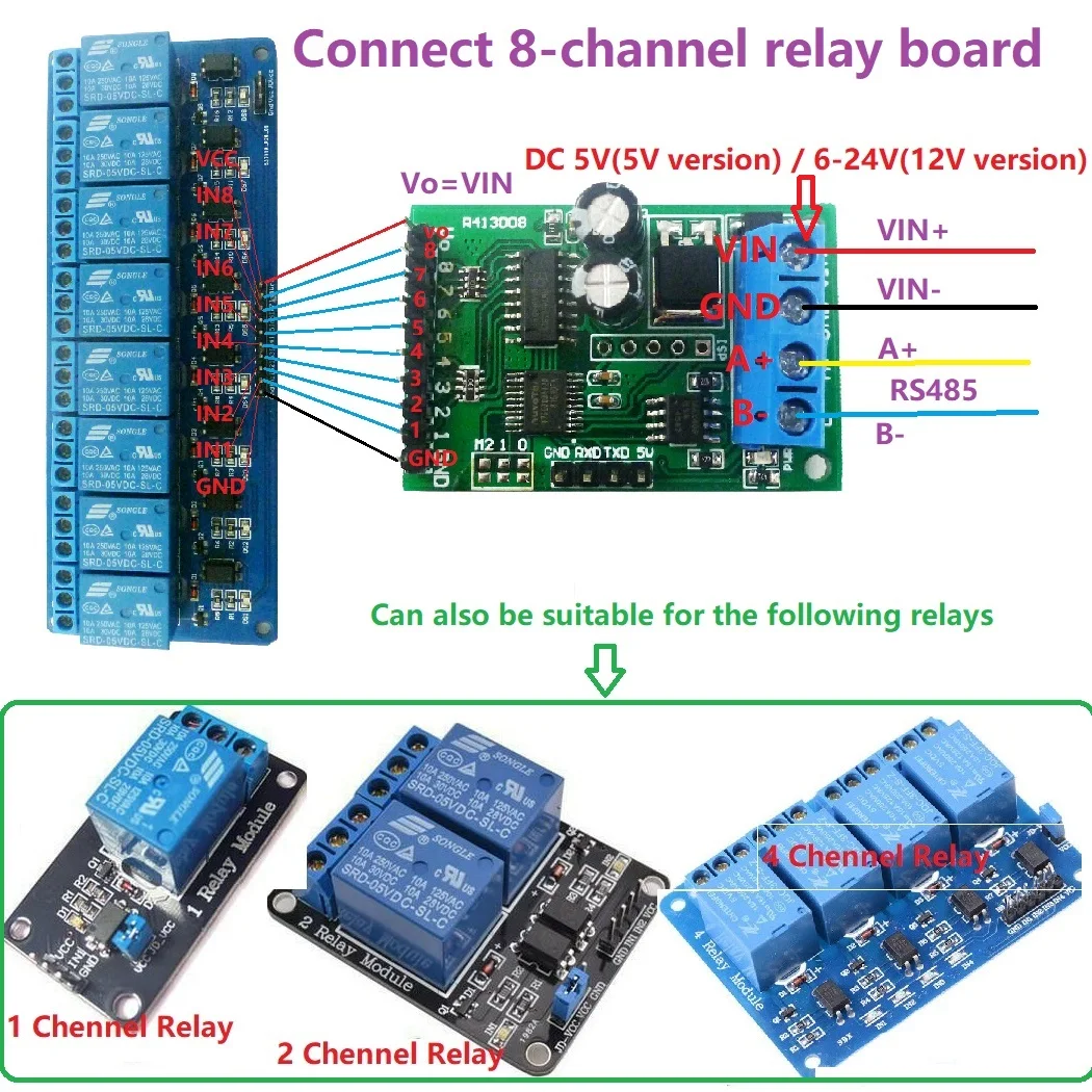 4pcs Dual RS485 RS232(TTL) Modbus AT Command Switch Module for Relay Control, IO Switching, NPN PNP Support