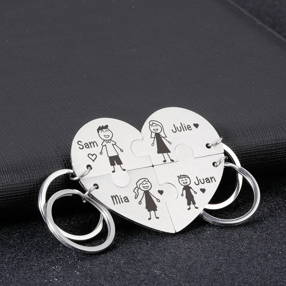 

Personalized Family Gifts Keychain Custom Mom Dad Daughter Son Pet Key Chain Engraved Mordern Familia Mother Father Kids Keyring