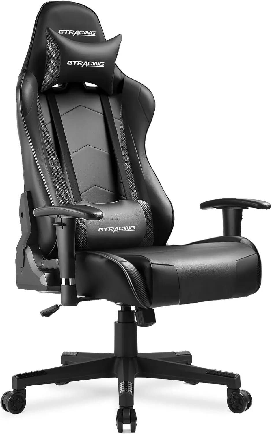 Ergonomic Gaming Chair with Adjustable Height, Reclining Backrest, Headrest & Lumbar Support for Office and Esports