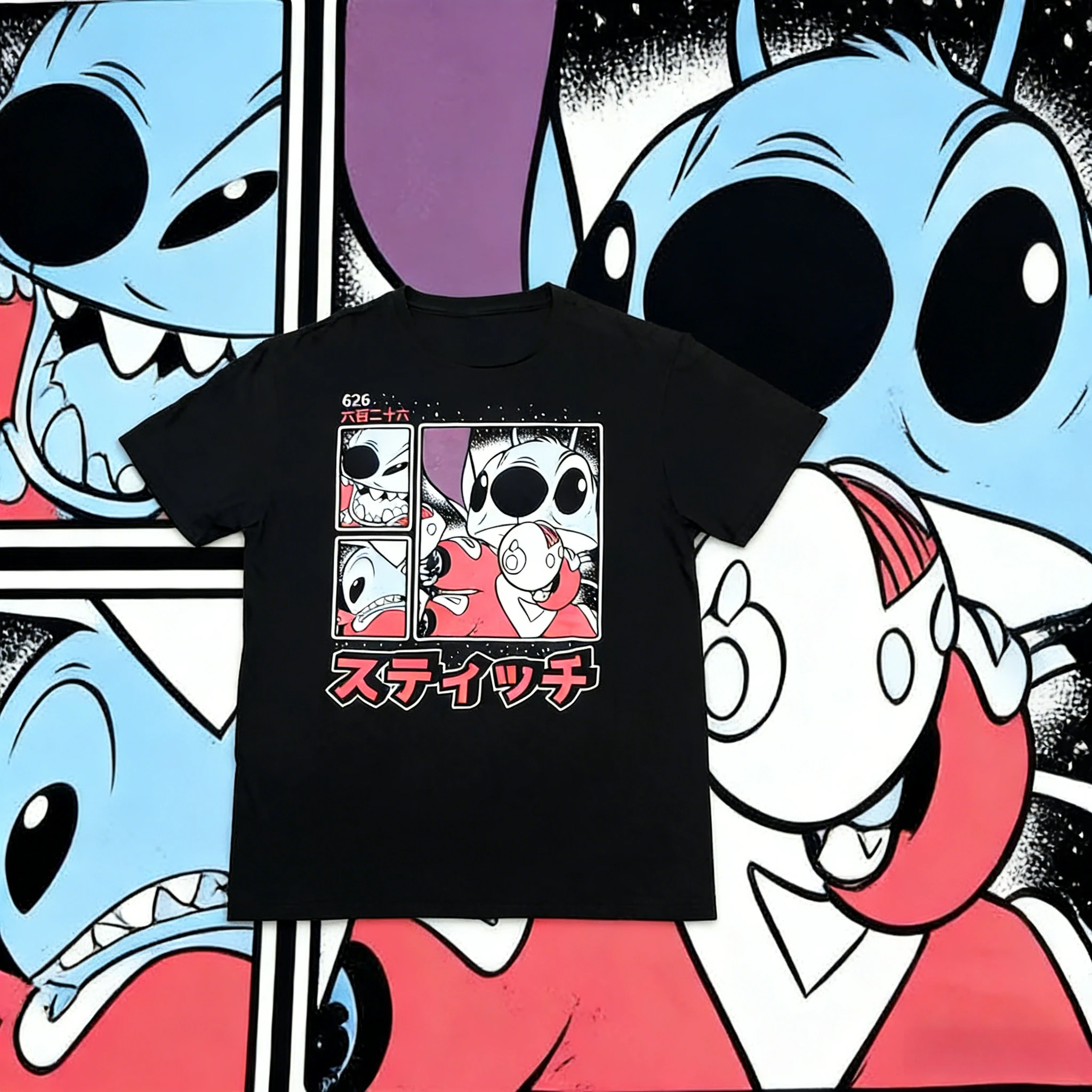 Koszulka Disney Summer Star Baby Stitch, 100% czysta bawełna, z nadrukiem, dla kobiet i mężczyzn, luźna, oddychająca, w stylu casual street, top Y2k