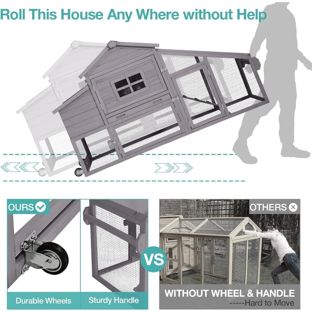 Pollo grande de metal de 10 pies con paseo, cubierta impermeable para aves de corral, adecuada para gallinas, conejos y animales de granja