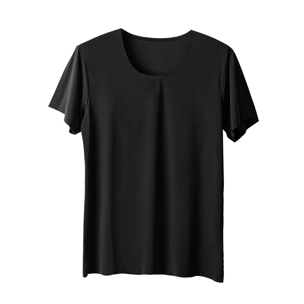 

Summer ice silk seamless men's short-sleeved T-shirt round neck half-sleeved clothes thin base shirt slim underwear
