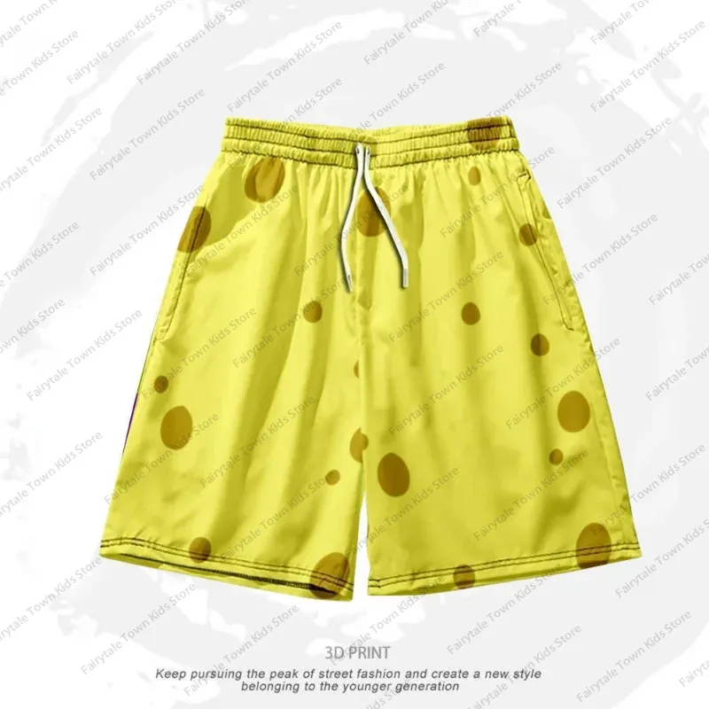 MINISO SpongeBob Patrick Star Cartoon New Shorts Men Summer Pants Couple Beach Vacation Beach Sports Shorts Kids/Adult Pants