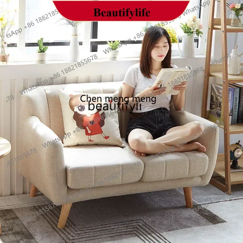 D178 Y zq Nordic Bedroom Balcony Double Sofa Two Simple Living Room Small Apartment Fabric Sofa