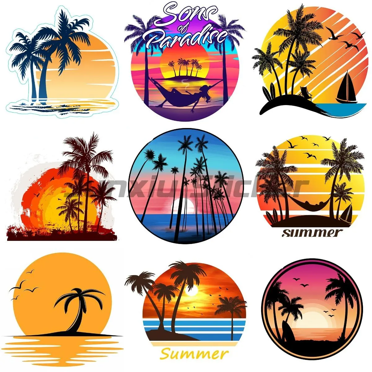 

Beach Palm Tree Car Stickers Refrigerator Fine Decal Motorcycle Sticker Surfboard Laptop Helmet Decor Wall Stickers for Kids
