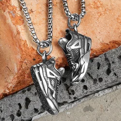 Retro Basketball Shoes Men Necklace With Pendant Stainless Steel Jewelry For Male Women Punk HipHop Accessories Gifts Wholesale
