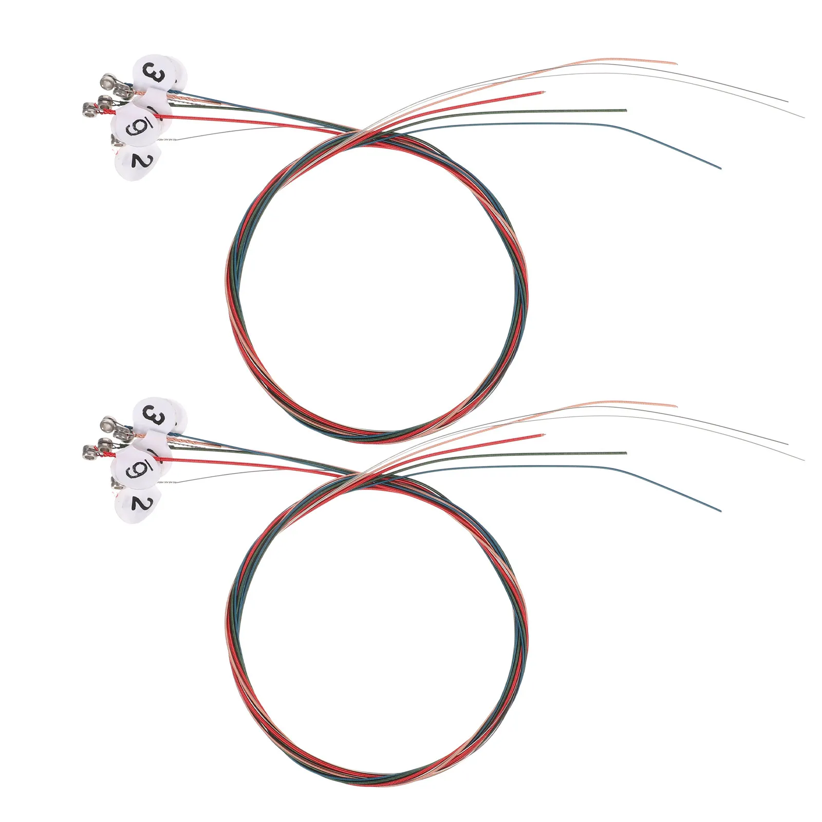 2Sets Colorful Steel Acoustic Guitar Strings Folk Style with Clear Number Markings Individual Packaging for Beginners Performers