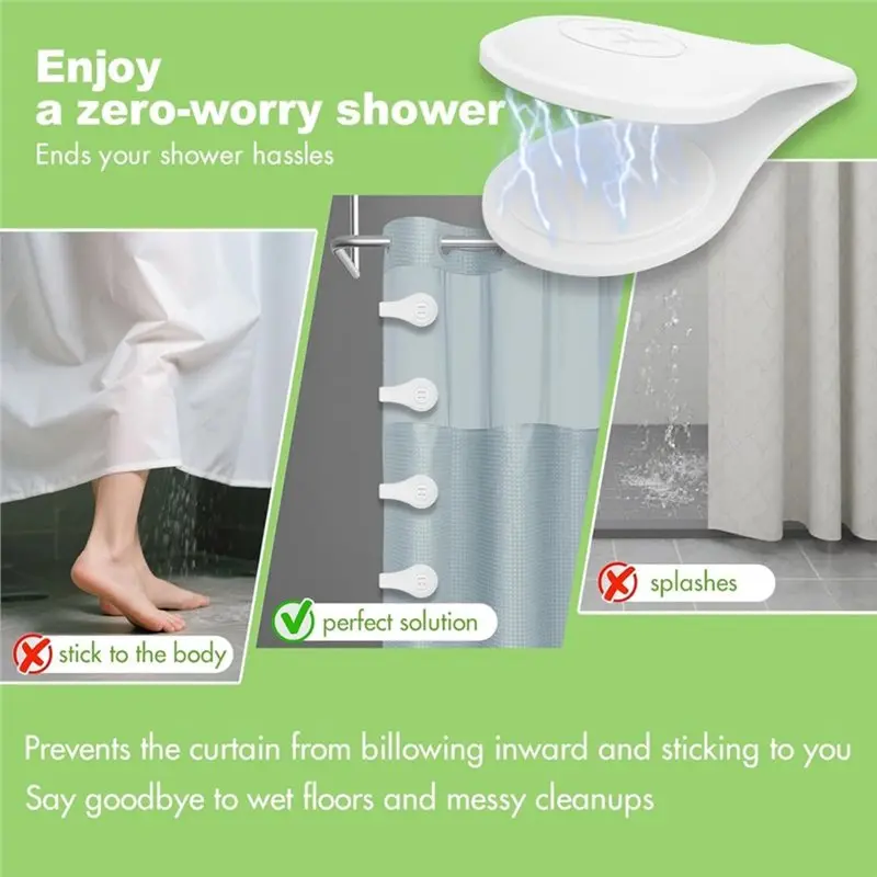 T19C 4-Pack Magnetic Silicone Shower Curtain Clips