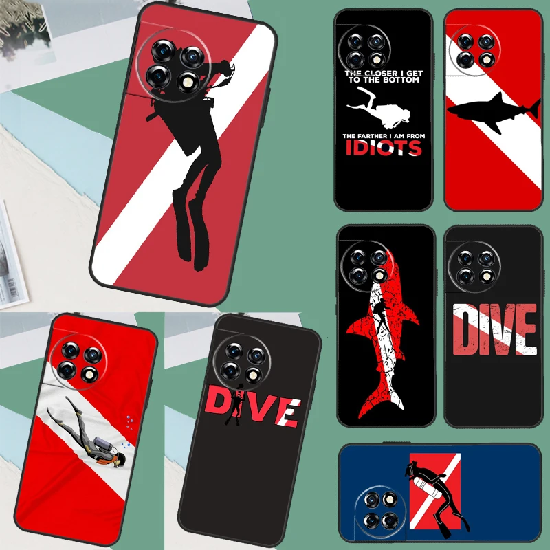 Dive Scuba Diver Shark Diving Case For Oneplus Nord CE 3 Lite 2 2T N10 N20 N30 OnePlus 11 10 9 Pro 8T 9R 10R 10T Cover