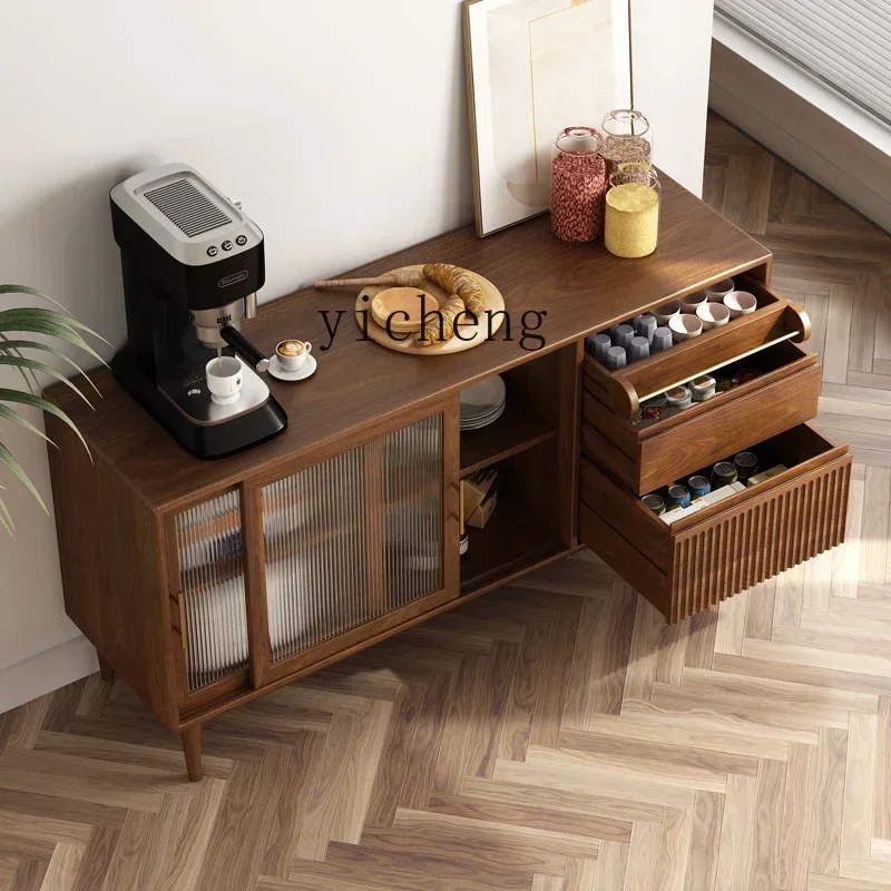 Gz-18   Wabi-sandy Wind Solid Wood Cabinet Frame Dining Side Simple Locker Against The Wall Entrance Restaurant Tea Cabinet
