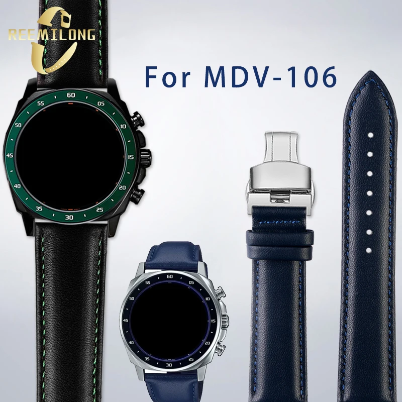 Cowhdie lea/ther watchstrap 18mm 20mm 22mm High-quality black green blue brown men watchband For CASIO MDV-106 EFV-600 MTP-VD300