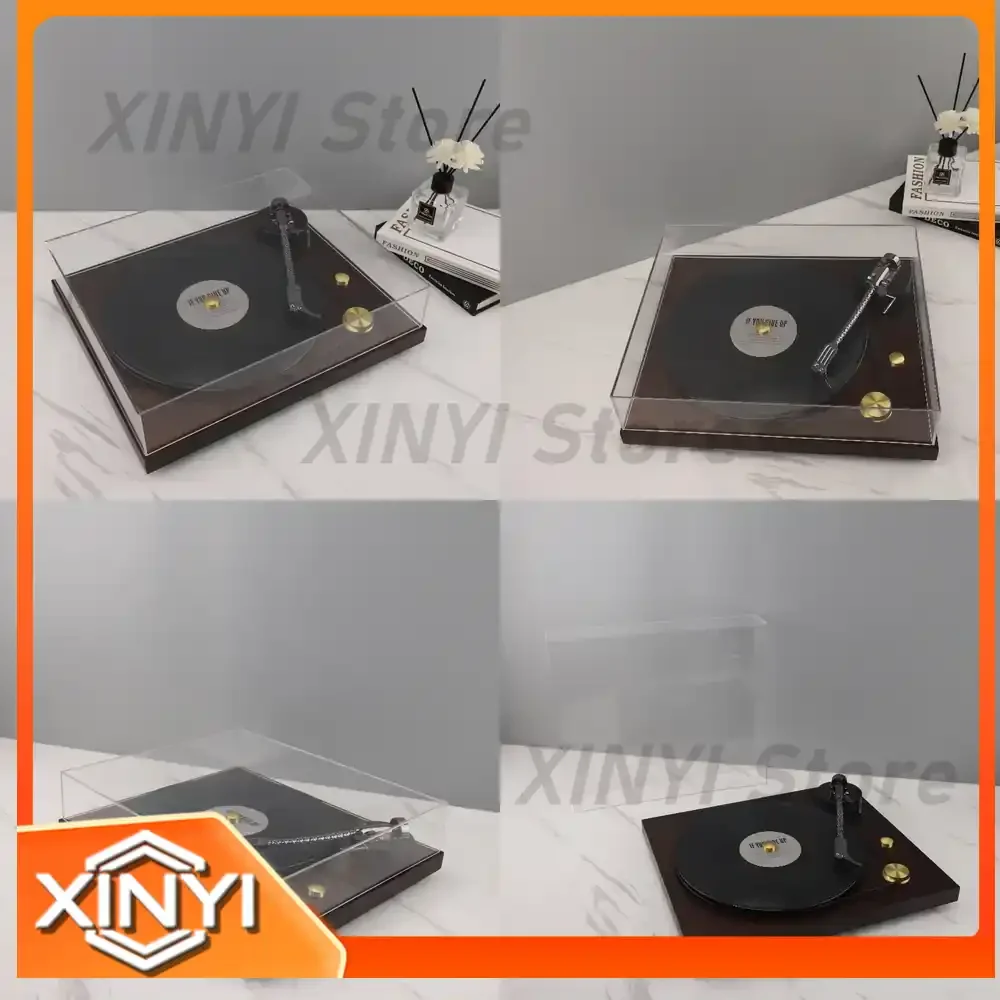 Modern Luxury Vintage-Style Vinyl Record Player Decorative Ornament for Living Room Study Hotel Model Room Home Decoration