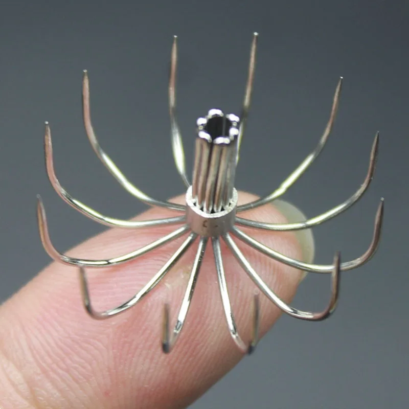 

10 шт., 12-контактный крючок для кальмара из нержавеющей стали, якорный крючок для зонта, колючие крючки для осьминога без крючка 17-45 мм