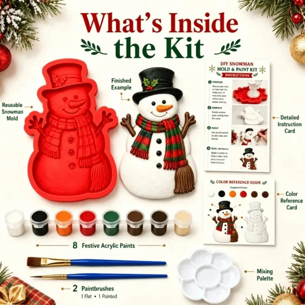 Gypsum Casting Christmas Mold Christmas Craft Kit Pigment Set DIY Painting Craft Kit Handmade Craft Painting Activity for Kids