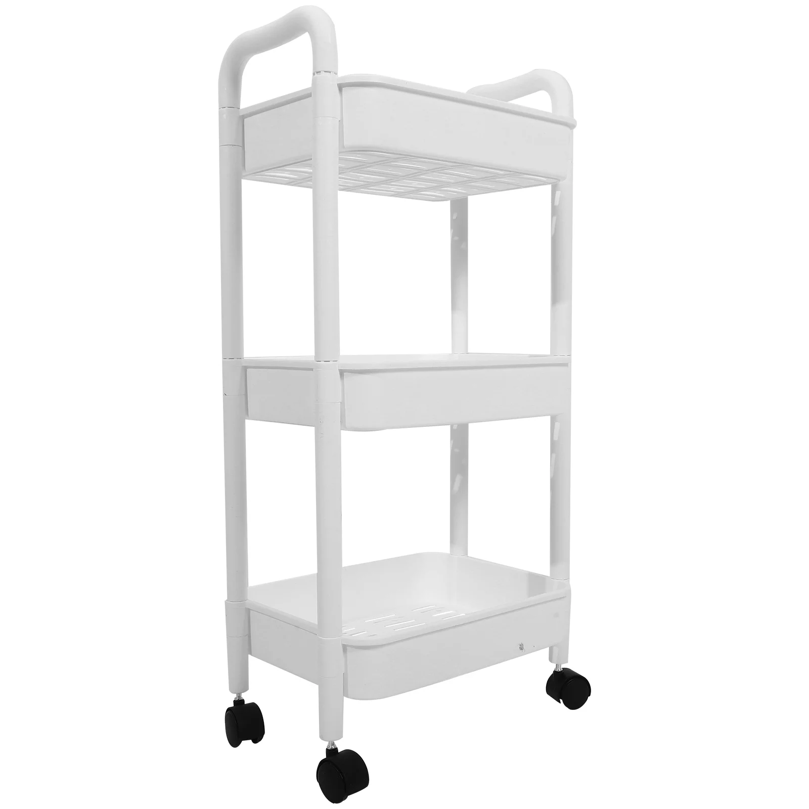 

Mobile Storage Rack Bathroom Rolling Cart Utility on Wheels Can Move Movable Bookshelf with Pp