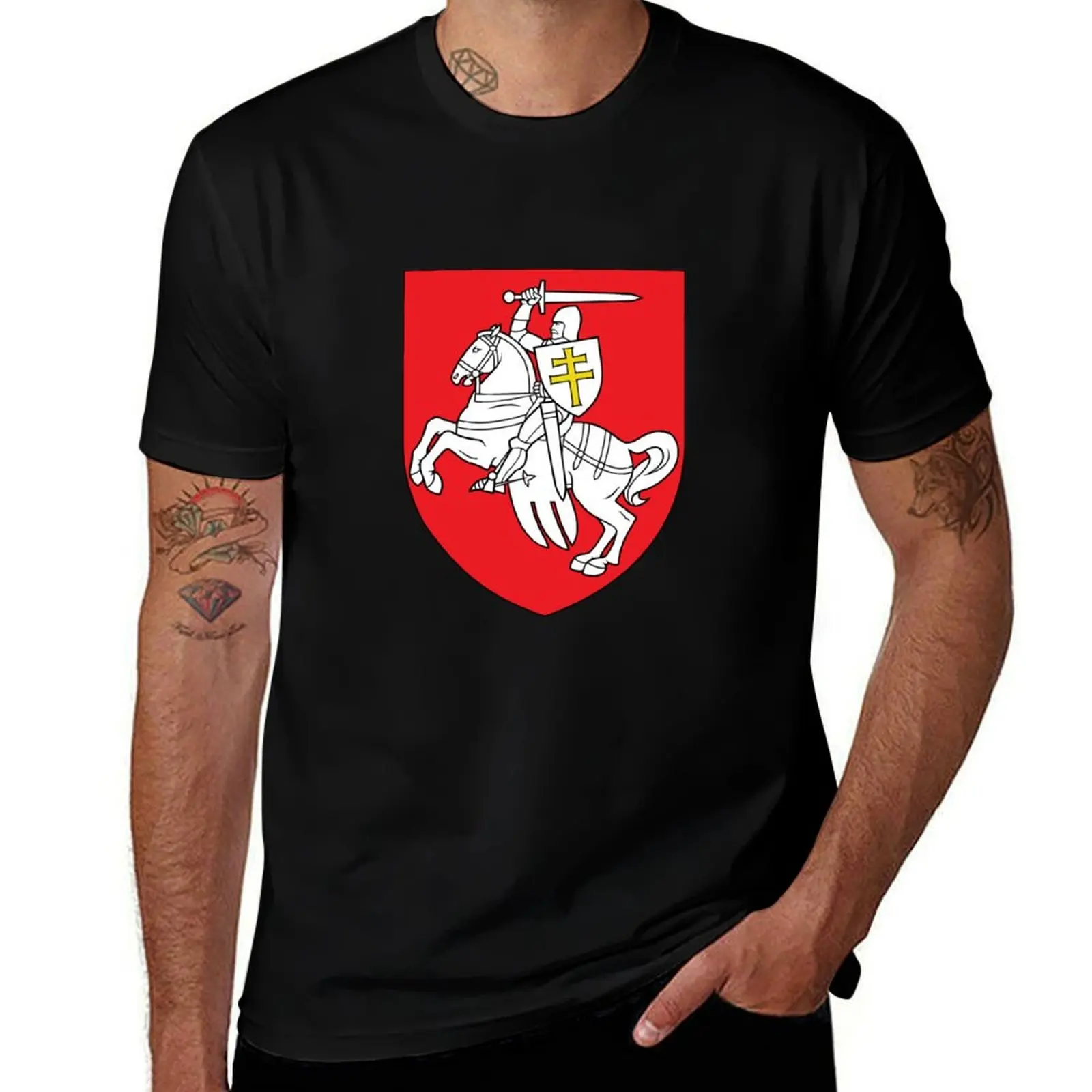

Pagonia Classical National Belarussian Belarus Gerb Emblem T-Shirt Retro Style Print Casual Top