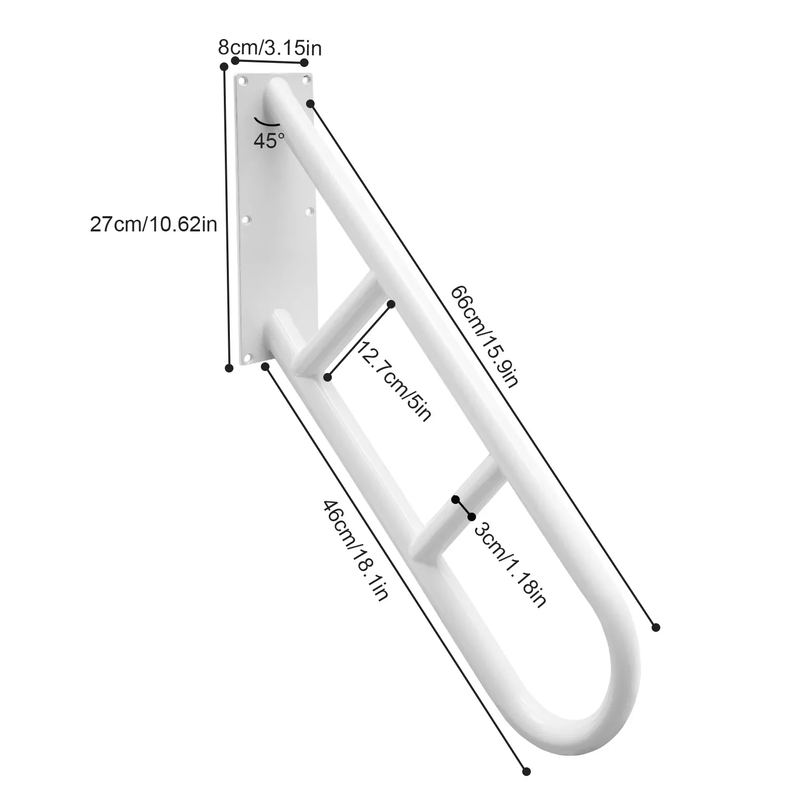 White Outdoor Handrail U-Shaped Wall Mount Handrail for Outdoor Steps 26