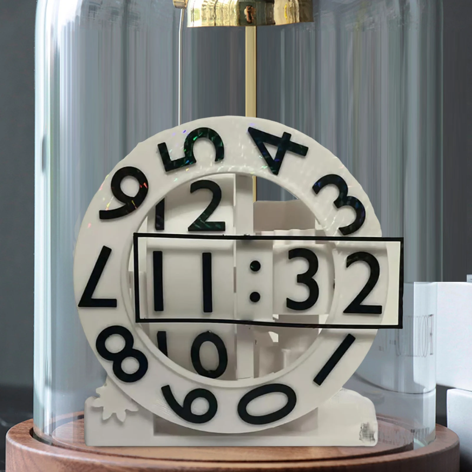 

3D Printed Triaxial Clock with Rotating Numeric Display PLA Digital Clock Living Room Desktop Digital Clock Home Decoration