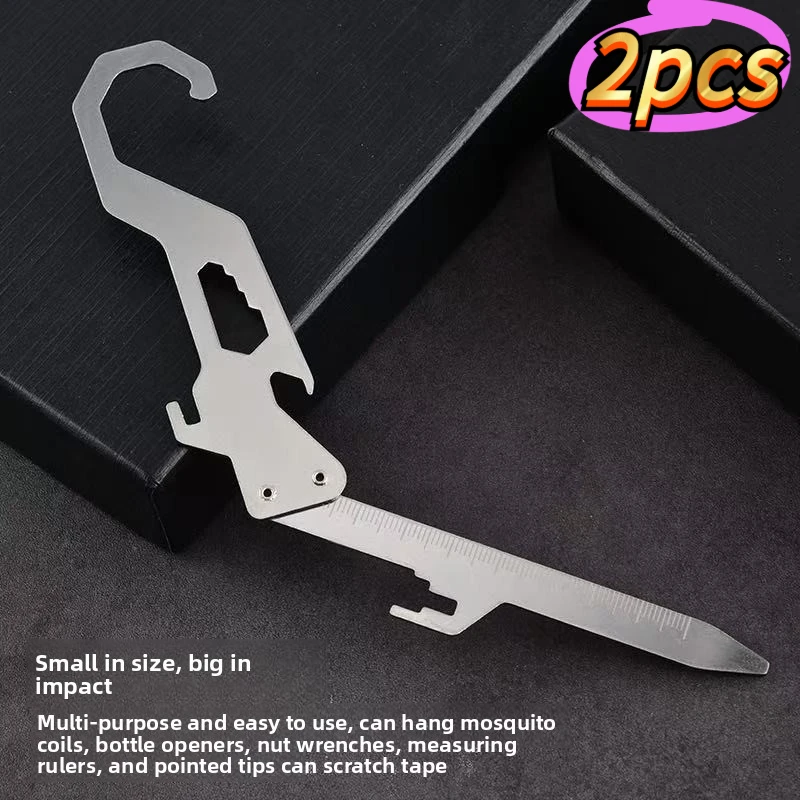 Foldable Stainless Steel Multi Tool Mosquito Coil Holder Hook Opener Ruler Outdoor Camping Survival Gear
