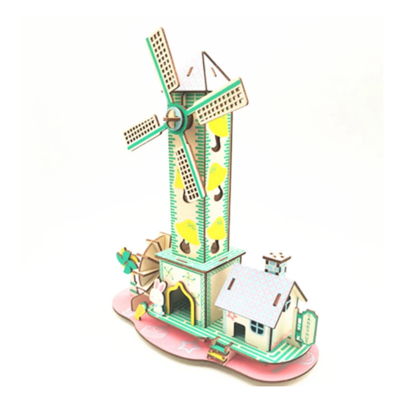 Diy Puzzle Drewniany Model Zabawki 3d Puzzle - Kids Heart Cottage Cartoon Drewniany Zestaw Puzzle Building Block Montaż Zabawka Dla Dzieci Prezent p25