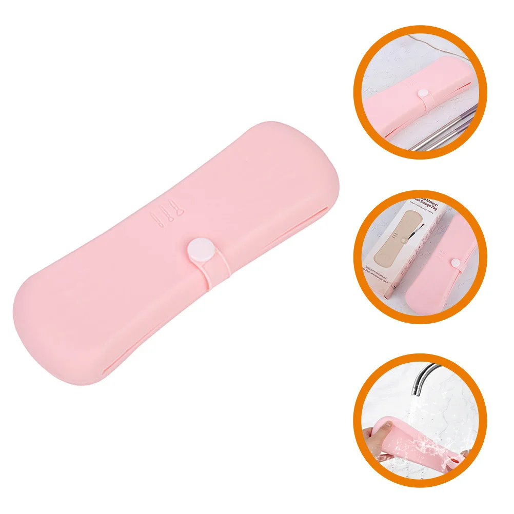 

Small Silicone Makeup Brush Holder Travel Organizer Bag Portable Makeup Brush Case Travel Essentials Women
