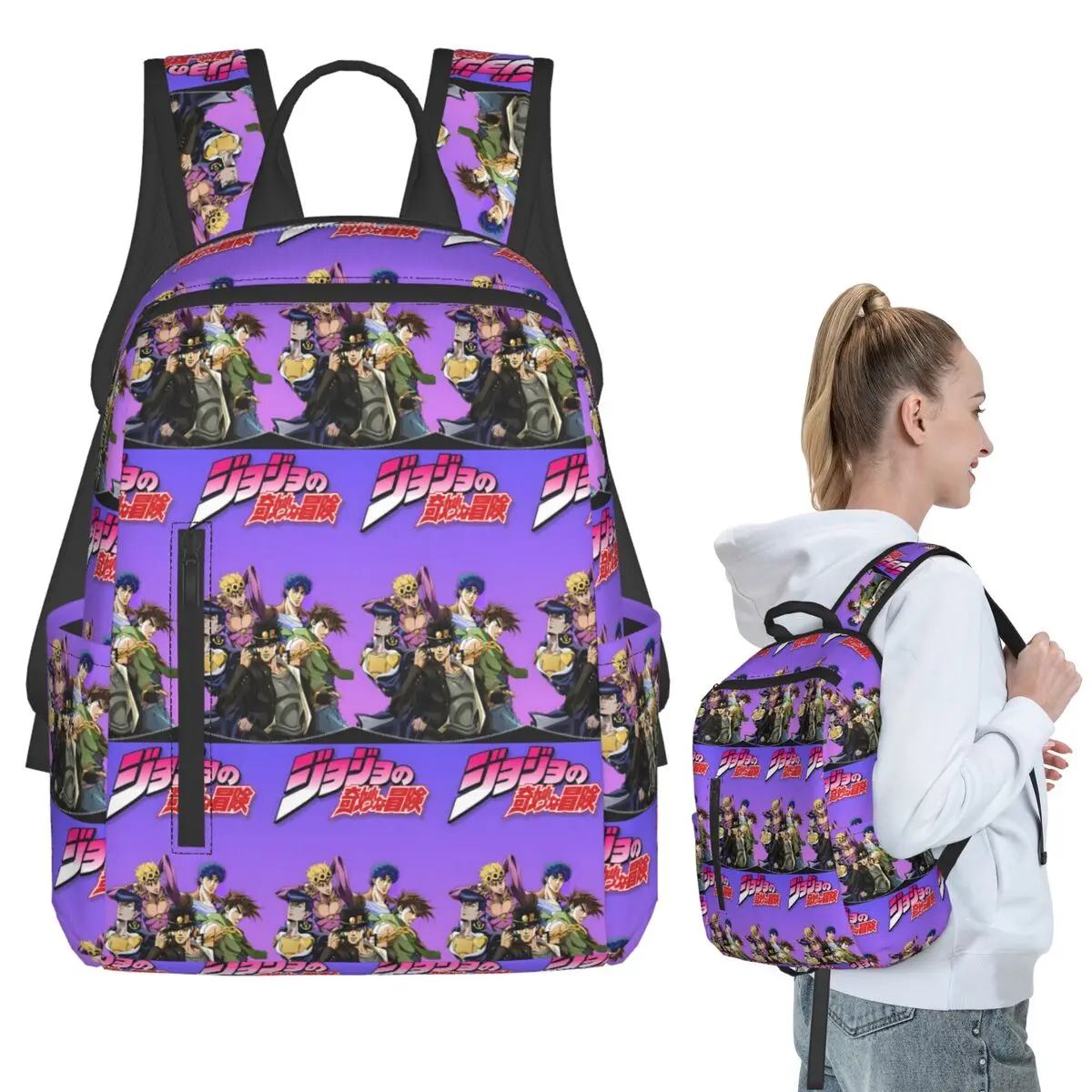 

Jojo Bizarre Adventure Anime Cartoon Backpack Student BookBag Kids School Bag Laptop Shoulder Bags Men Women