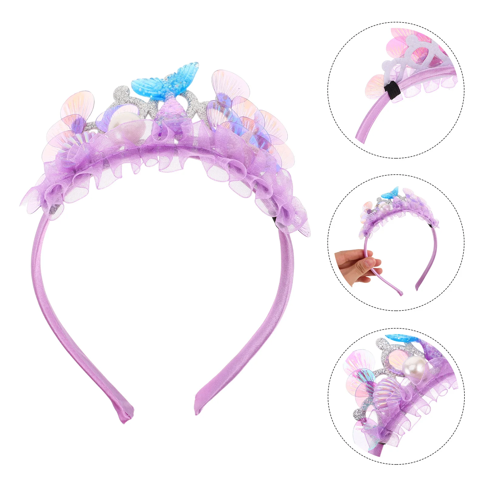 

Children's Ocean Hair Crown Mermaid for Girls Decorative Headband Mermaids Sea Headgear Birthday Seashell Headpiece