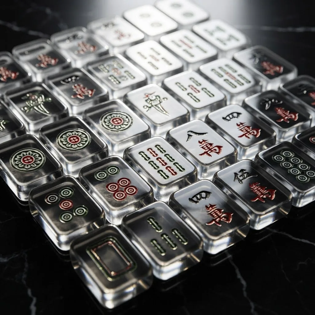 Acrylic Crystal Mahjong Large-Size Transparent Tiles Hand-Crafted Complete Deck Set From China for Hand-Shuffled Play