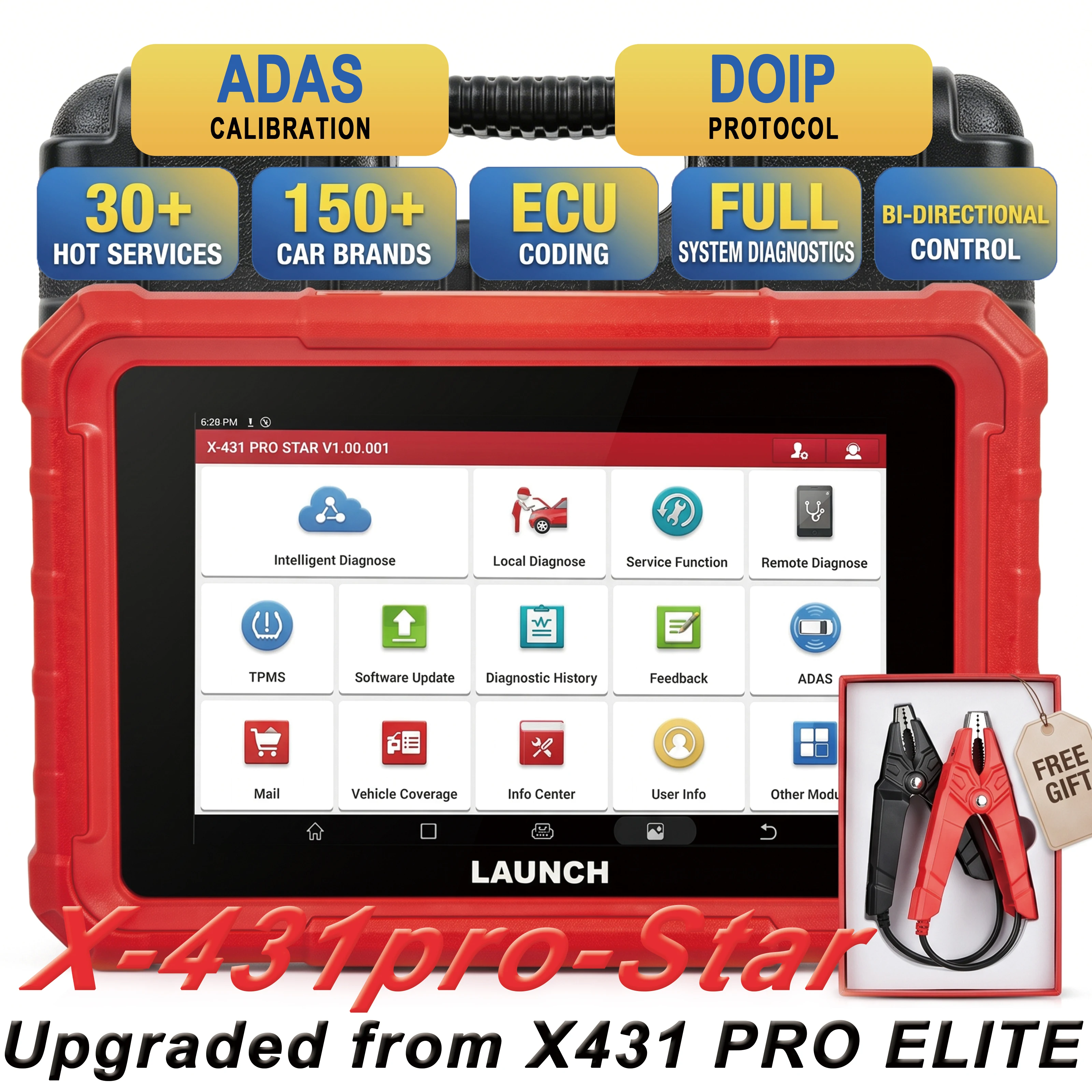 LAUNCH X431 PRO STAR BST360 OBD2 Car Diagnostic Scanner FullSystem Auto Diagnosis ECU Coding CAN FD DoIP Bi-Directional Control