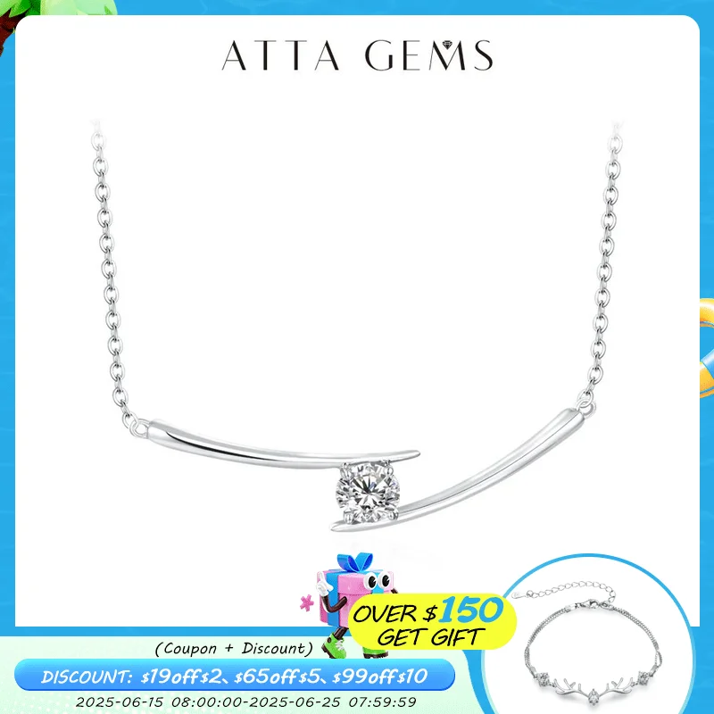 

ATTAGEMS Luxury 5.0mm D Color Moissanite Necklace for Women Real 925 Sterling Silver Moissanite Diamond Wedding Anniversary Gift