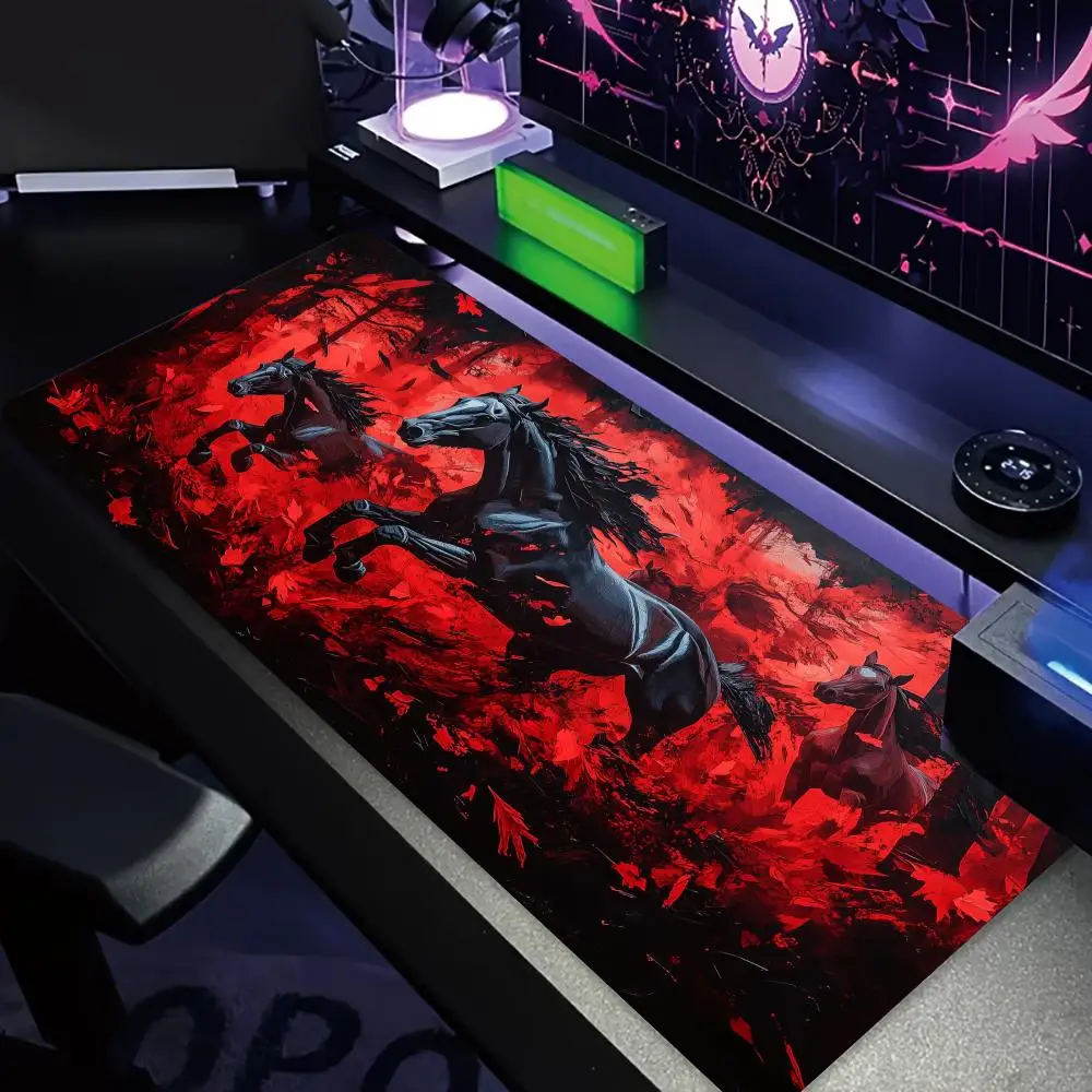 

Blood-Colored Forest and Black Horse Mouse Pad Desk Mat Gaming mats Stitched Edge Durable Non-Slip Computer mousepad office rug