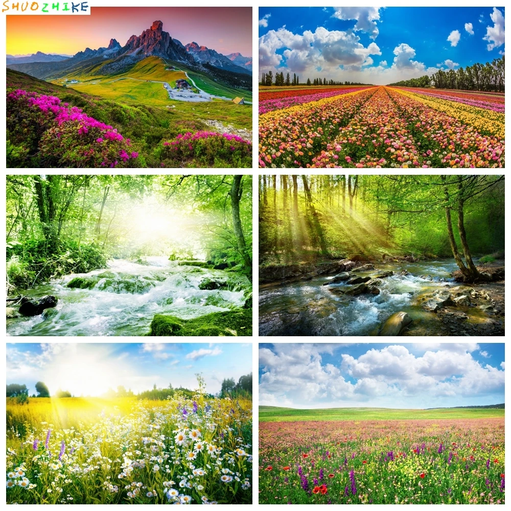 

Spring Natural Scenic Backdrops Garden Grassland Trees Landscape Newborn Portrait Photography Backgrounds For Photo Studio