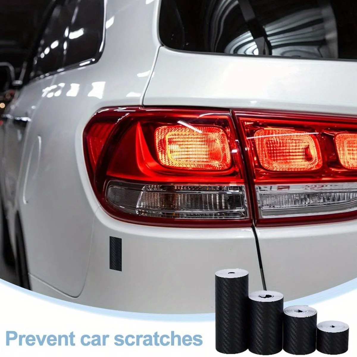 حافة باب السيارة المضادة للخدش الشريط الأسود ثلاثية الأبعاد نانو ألياف الكربون مقاوم للماء العالمي الجانب مرآة حامي قطاع الفيلم #5