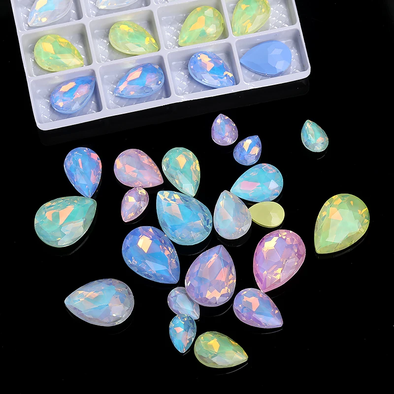 Drop Opal Rhinestones Glass Gems Crystal Accessories Diamond Glitter DIY Fancy Pointback Stones Glue On Nail Crafts Decoration