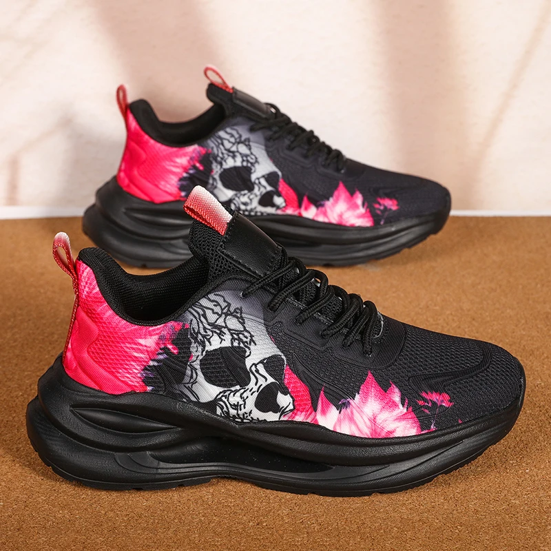

Fashion Skull Running Shoes for Men Women Edgy Elegance Sneakers Gothic Light Weight Mesh EVA Walking Tennis Sports Shoes