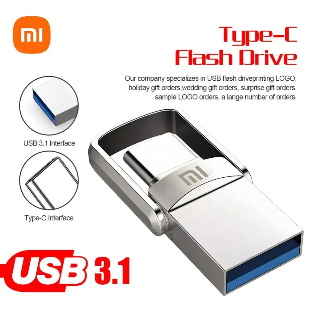 Xiaomi-USB 3.1 Tipo-C Disco U Portátil, Telefone móvel, Computador, Transmissão mútua, Disco Flash, Alta Velocidade, 2TB, 1TB, 256GB, 512GB