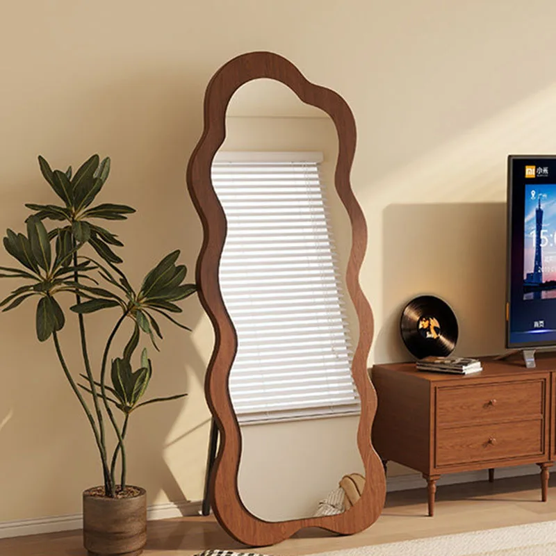 Living Room Modern Mirror Wavy Decoration Items Accessories Aesthetic Girls Mirror Full Body Makeup Espelhos Home Decorations