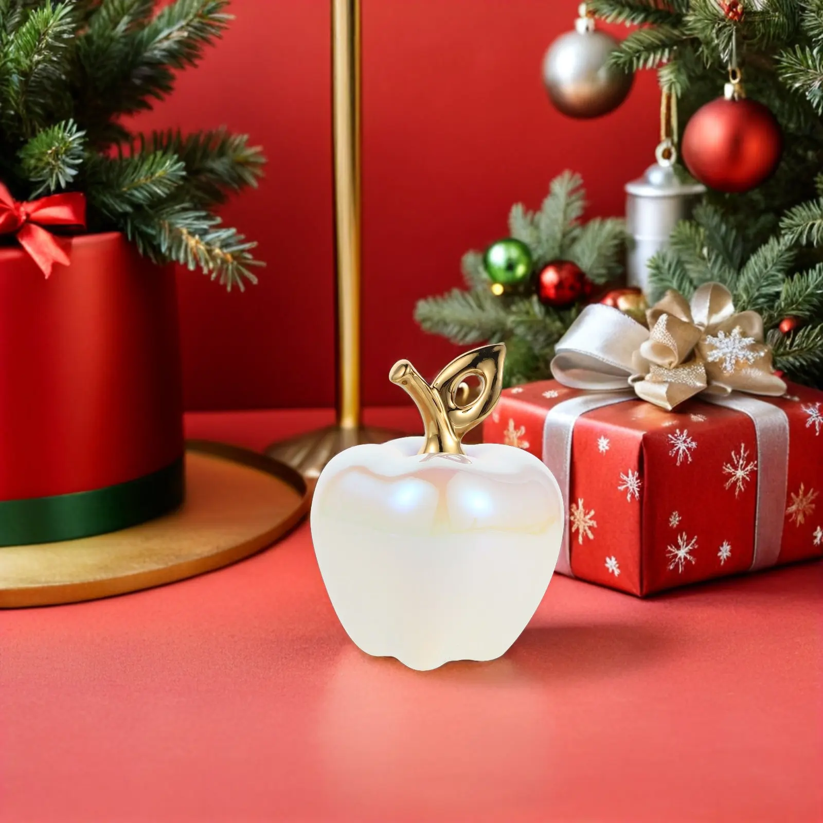 Mini Ceramic Apple Ornament – Realistic Artificial Fruit for Kitchen, Desktop, Holiday & Farmhouse Decor