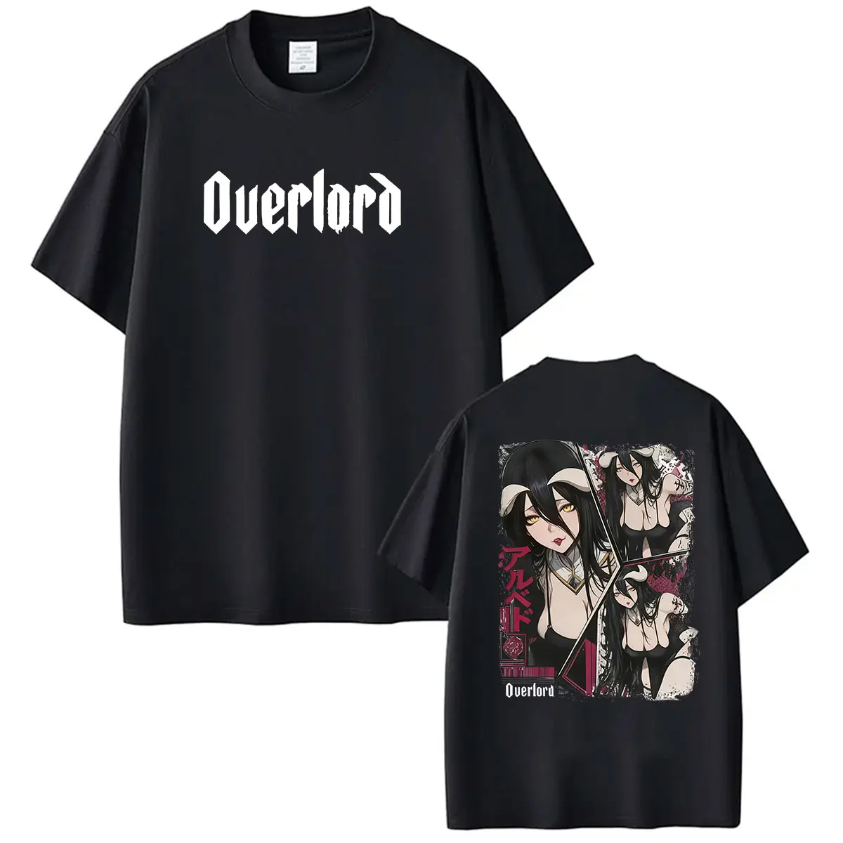 Anime Overlord Albedo Graphic T Shirt Men Women Vintage Fashion Short Sleeve T-shirts Casual 100% Cotton Tops T-shirt Streetwear