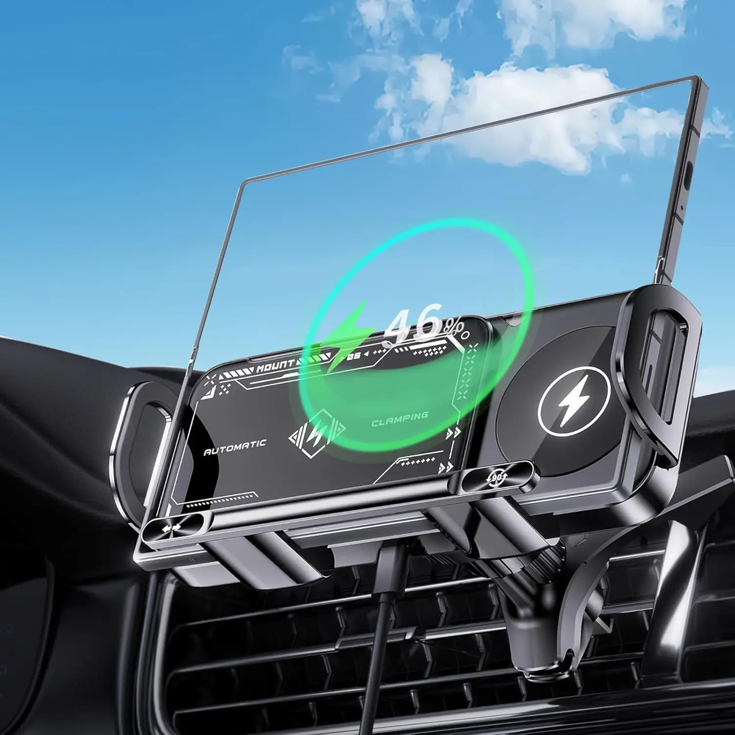 ワイヤレスカーチャージャー-自動回転式車載スマホホルダー-15w-デュアルコイル-ワイヤレス急速充電-samsung-galaxy-z-fold-flip-7-6-5-4対応