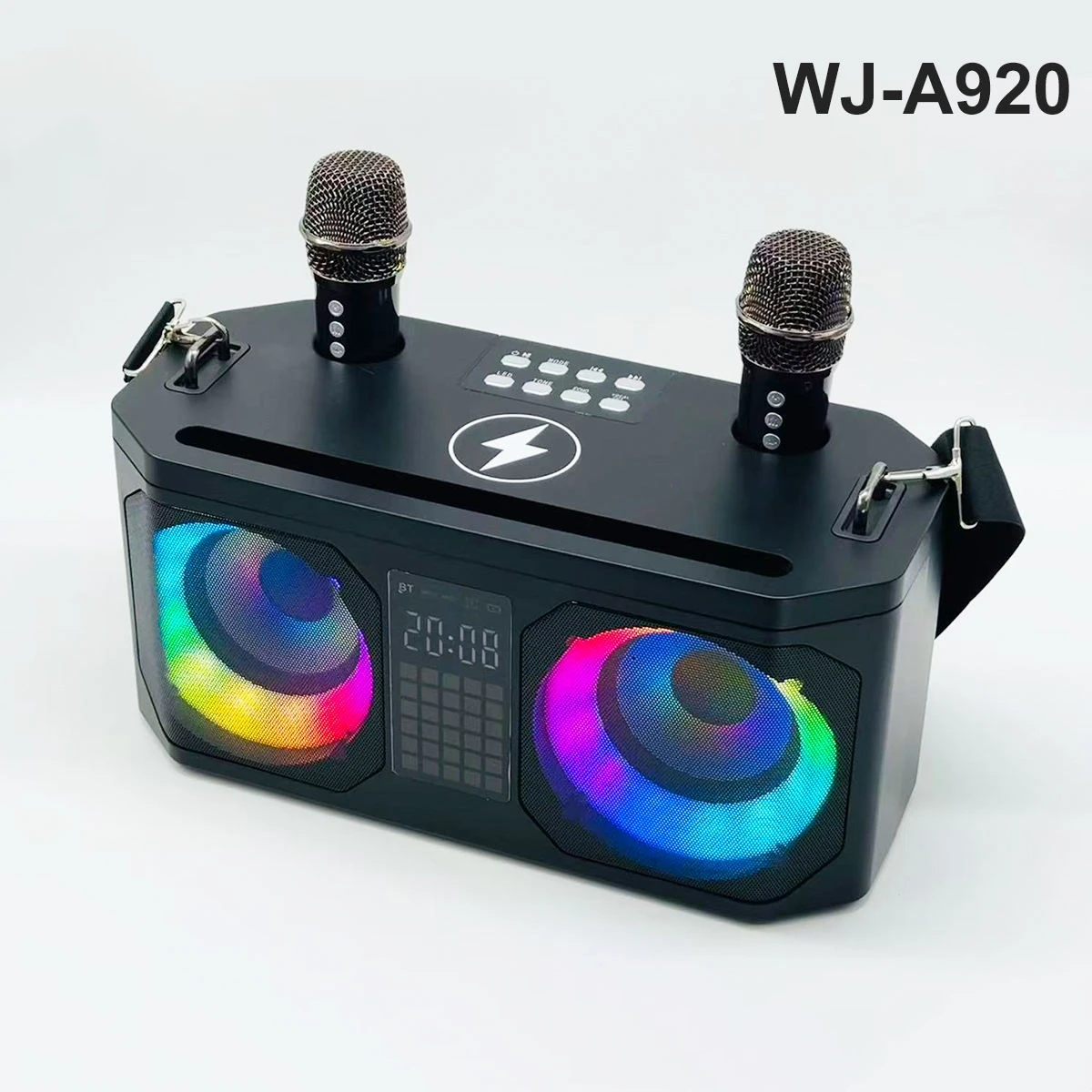WJ-A920 Portable Karaoke Speaker System Dual Wireless Microphones 40W Bluetooth 5.3 with 3000mAh Battery for Home Party Outdoor