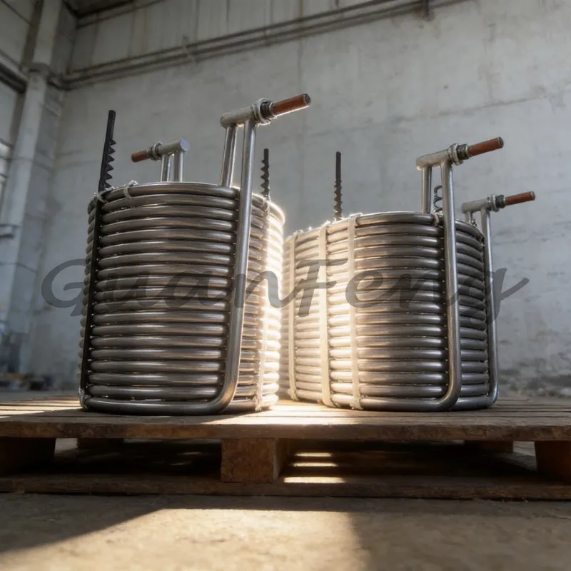 Pure Titanium Coil Heat Exchanger, Marine Aquaculture Titanium Cannon‑Style Evaporator, Seafood Farming Refrigeration Titanium