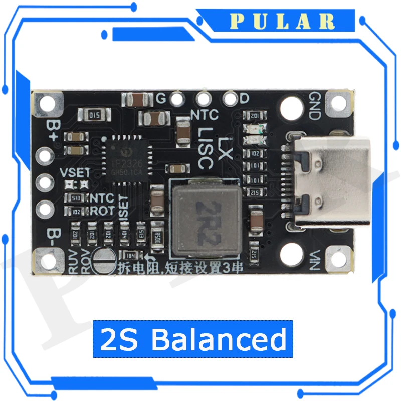 Type-C USB 2/3S BMS 15W 8.4V 12.6V 1.5A Lithium Battery Charging Boost Module With Balanced Support Fast Charge With Indicator