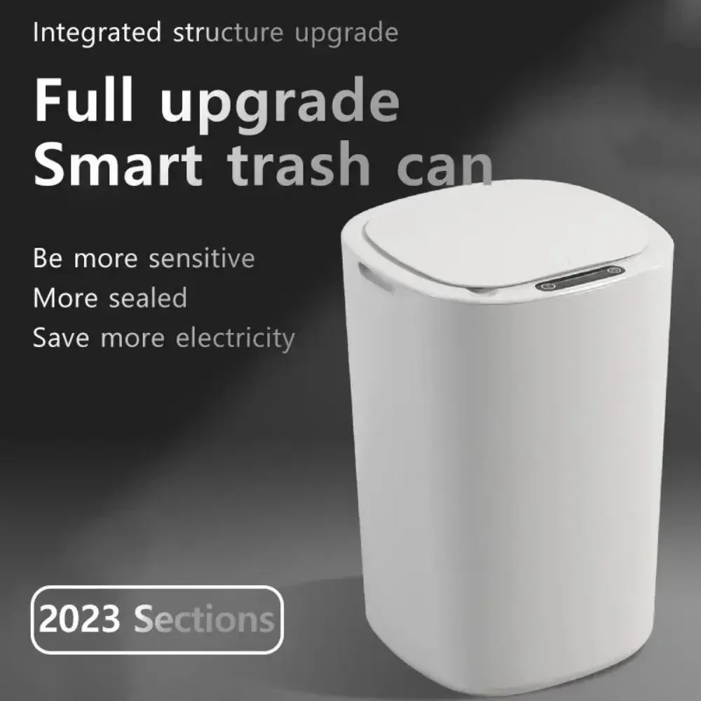 Smart Sensing Trash Can Automatic White Trash Can Kitchen Bathroom Waterproof 12L Electric Trash Can Trash Bin  Kitchen