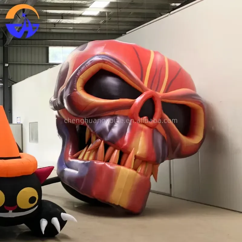 Outdoor LED Giant Inflatable Balloon Oxford Material Customized Size Skeleton Halloween Party Decorative Model Built-In Fan