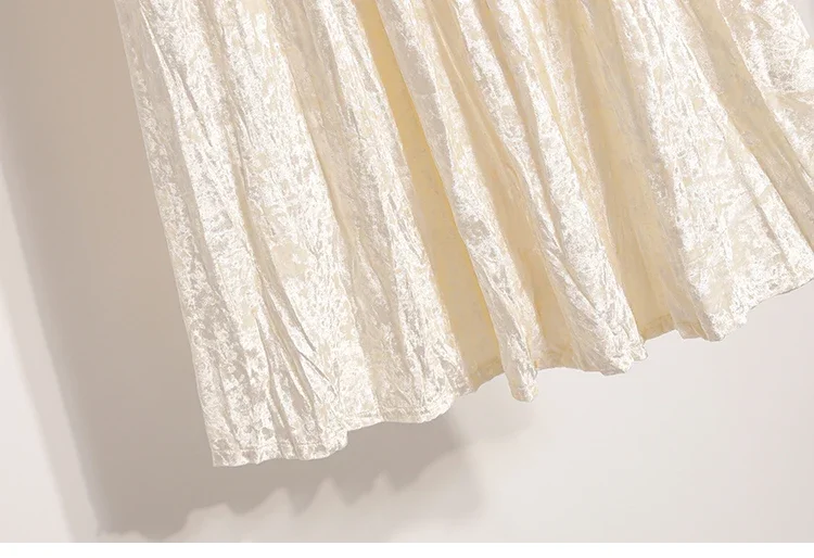 Burgunderroter Plissierter Samt-Midi-Rock für Damen, A-Linie, Herbst/Winter 2026, Vielseitig, Figurbetont, Mittellang, Lässig, Vielseitige Halbrocke – Detail 12