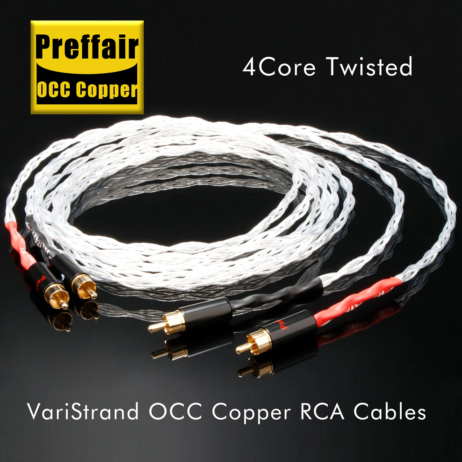 4AG Single Crystal Silver RCA Audio Cable Hifi RCA Interconnect Cable With Gold Plated Plug for Amplifier CD Player