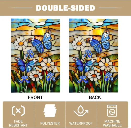 Summer Garden Flag 12X18 in Double Sided Butterfly Flag for Garden outside Stain HHJ LLG