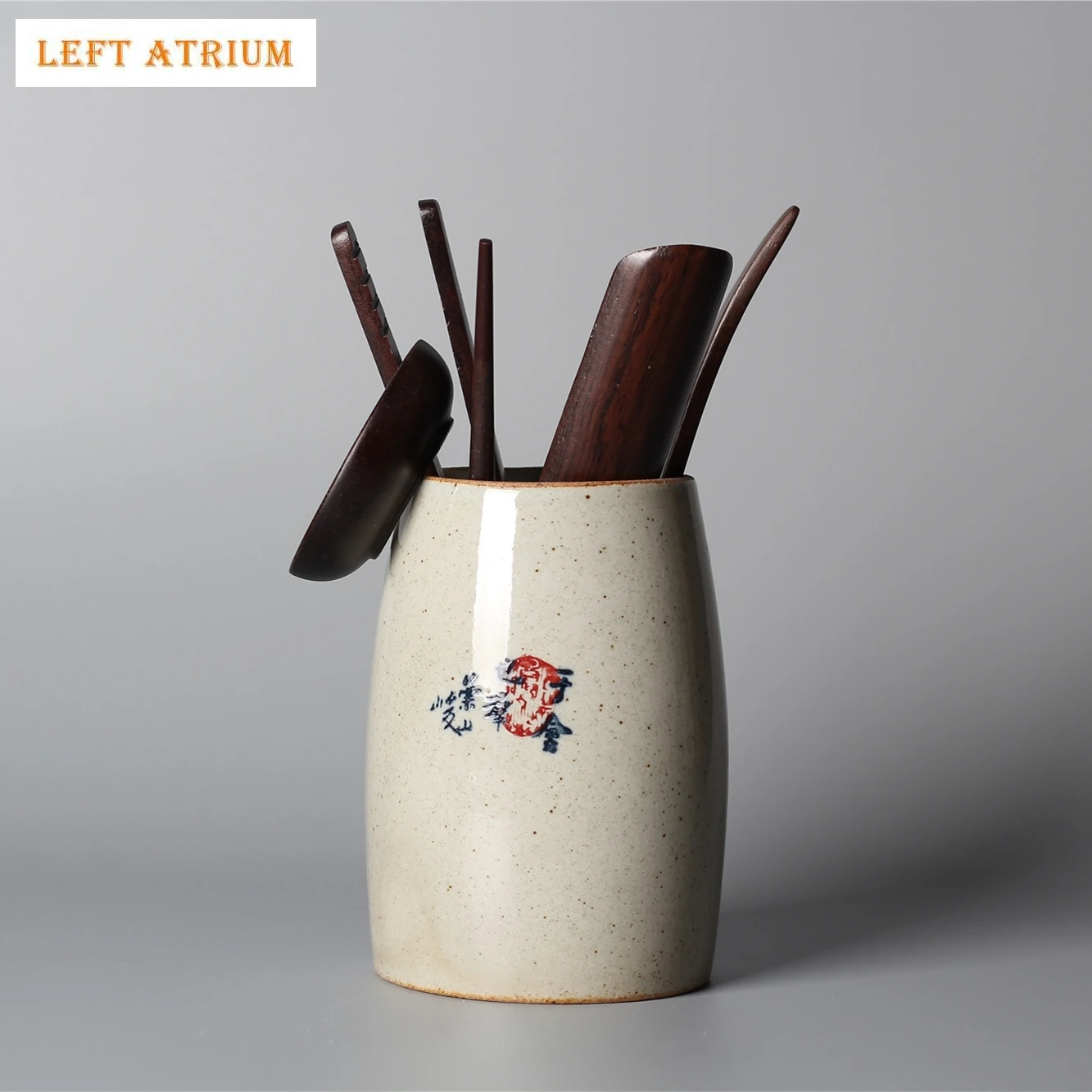 

Chinese Ancient Calligraphy Tea Set Pottery Kung Fu Tea Ceremony Accessories Storage Tea Canister Utensils Pen Case Blue Pot